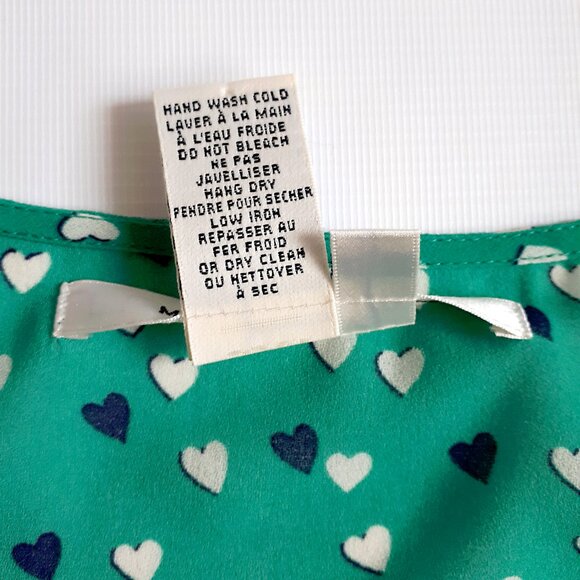 MAX STUDIO Puffy Sleeve Blouse with Bow Detail in Teal Green with Heart Print - Picture 7 of 15